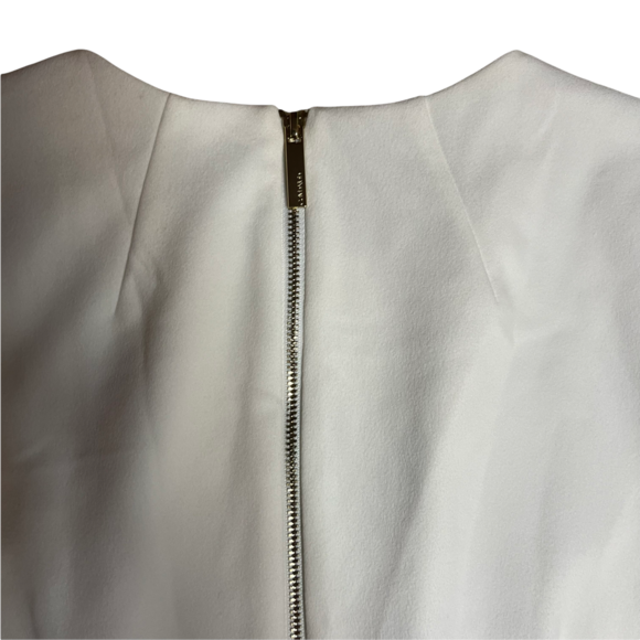 Calvin Klein white midi dress with short ruffle sleeve crew neck semiformal 4 - Picture 5 of 7